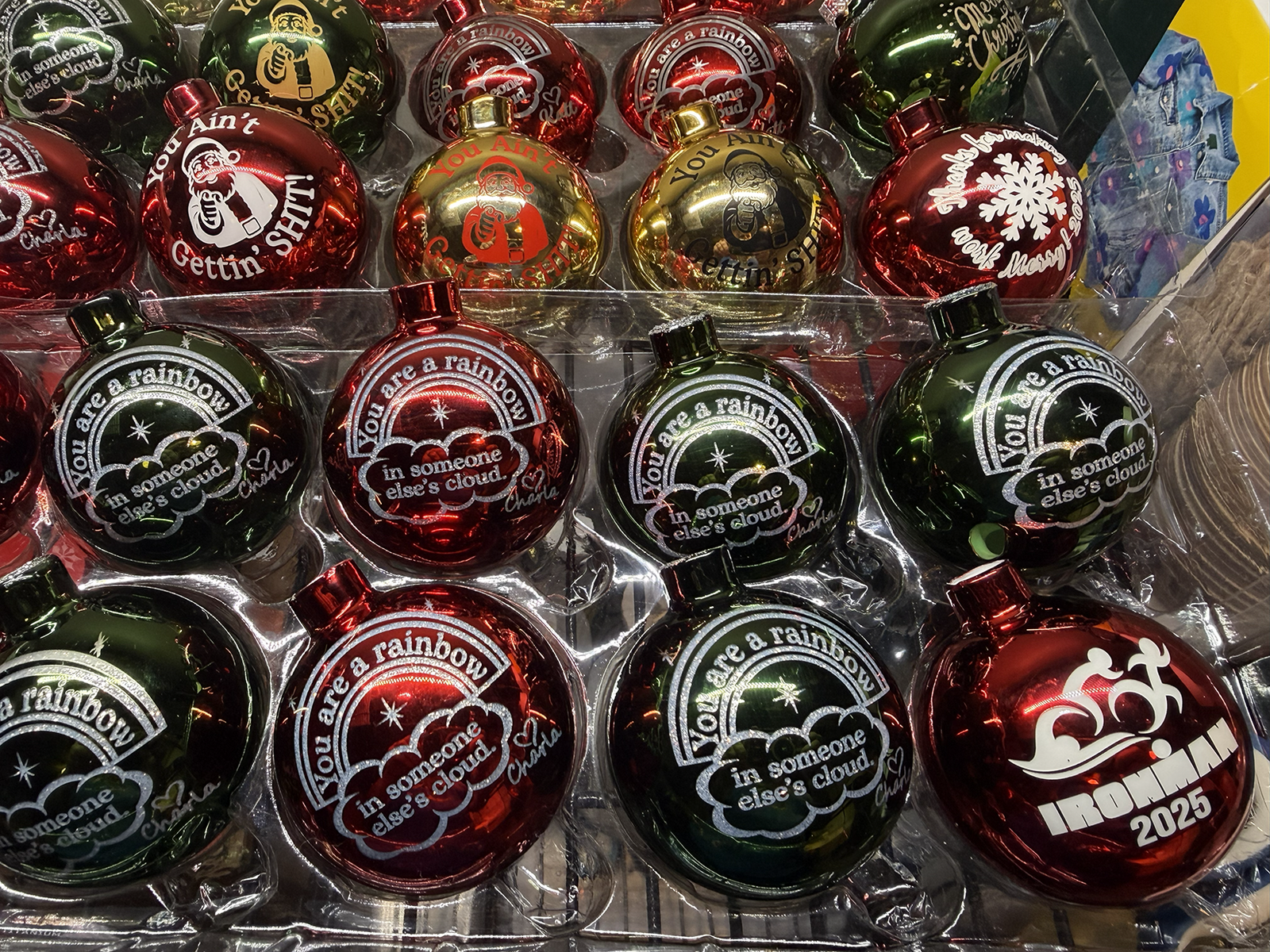 Laser engraved glass Christmas ornaments with colored back fills